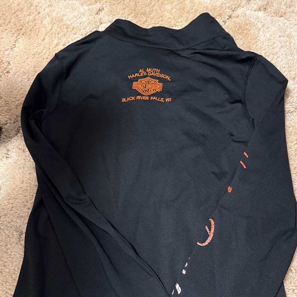 Harley-Davidson Black and Orange Quarter-Zip Shirt - Picture 5 of 5